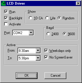 LCD Driver dialog