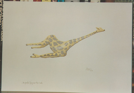 ...the giraffe flying over their heads, © Copyright 1991 Mark Wilson
